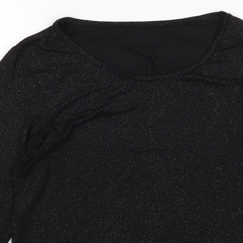 Heatgen Womens Black Polka Dot  Basic T-Shirt Size 18