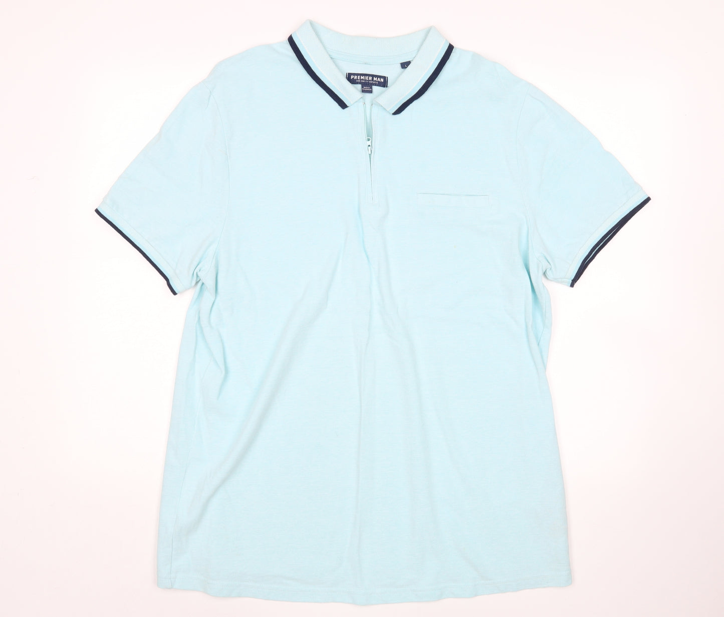 Premier Man Mens Blue    Polo Size L
