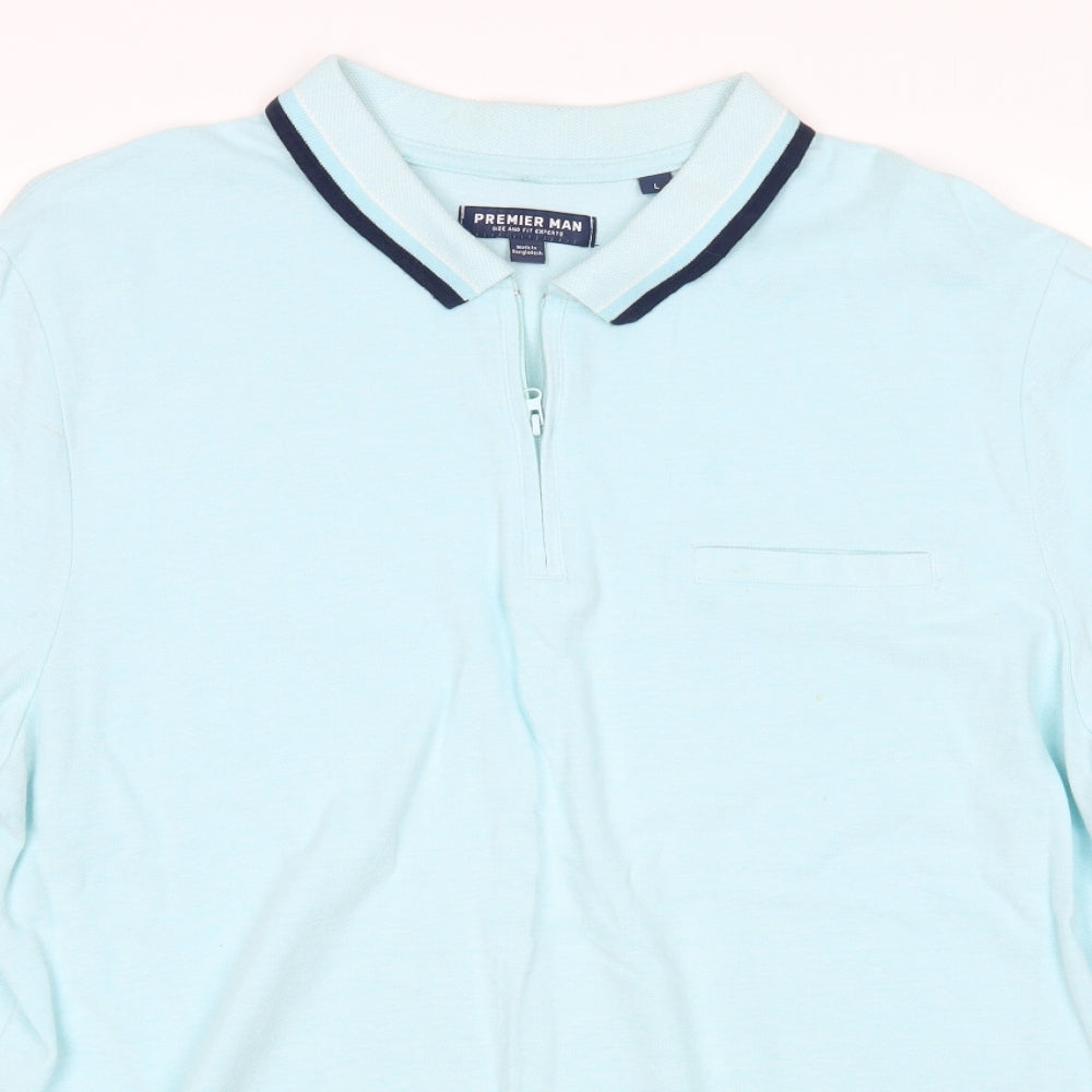 Premier Man Mens Blue    Polo Size L