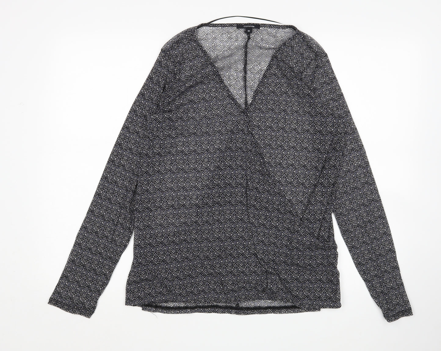 Comma Womens Multicoloured Argyle/Diamond  Basic Blouse Size 16