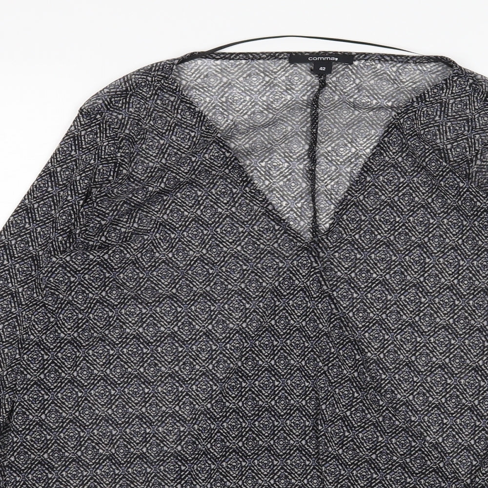 Comma Womens Multicoloured Argyle/Diamond  Basic Blouse Size 16