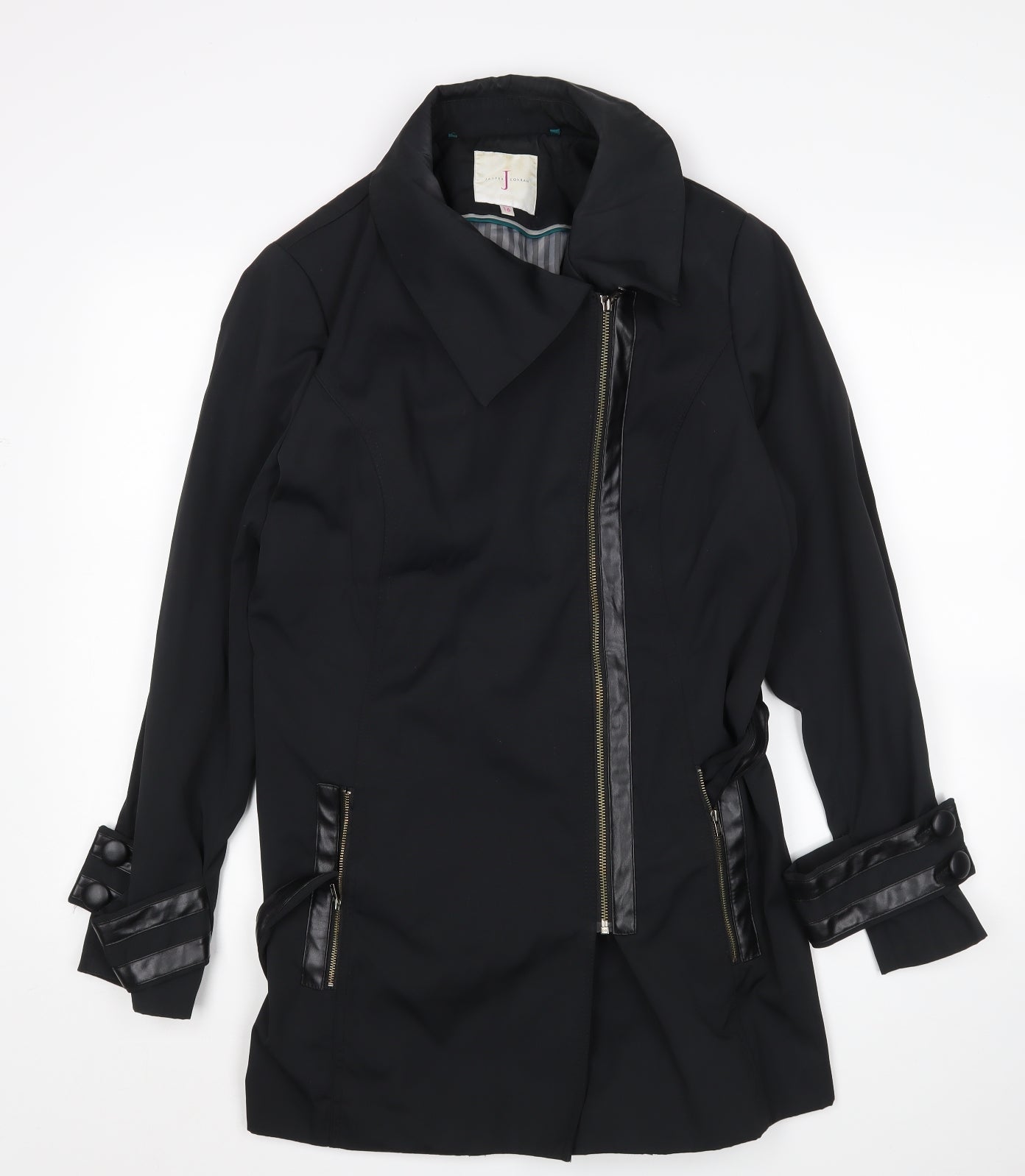 Jasper Conran Womens Black   Overcoat Coat Size 16