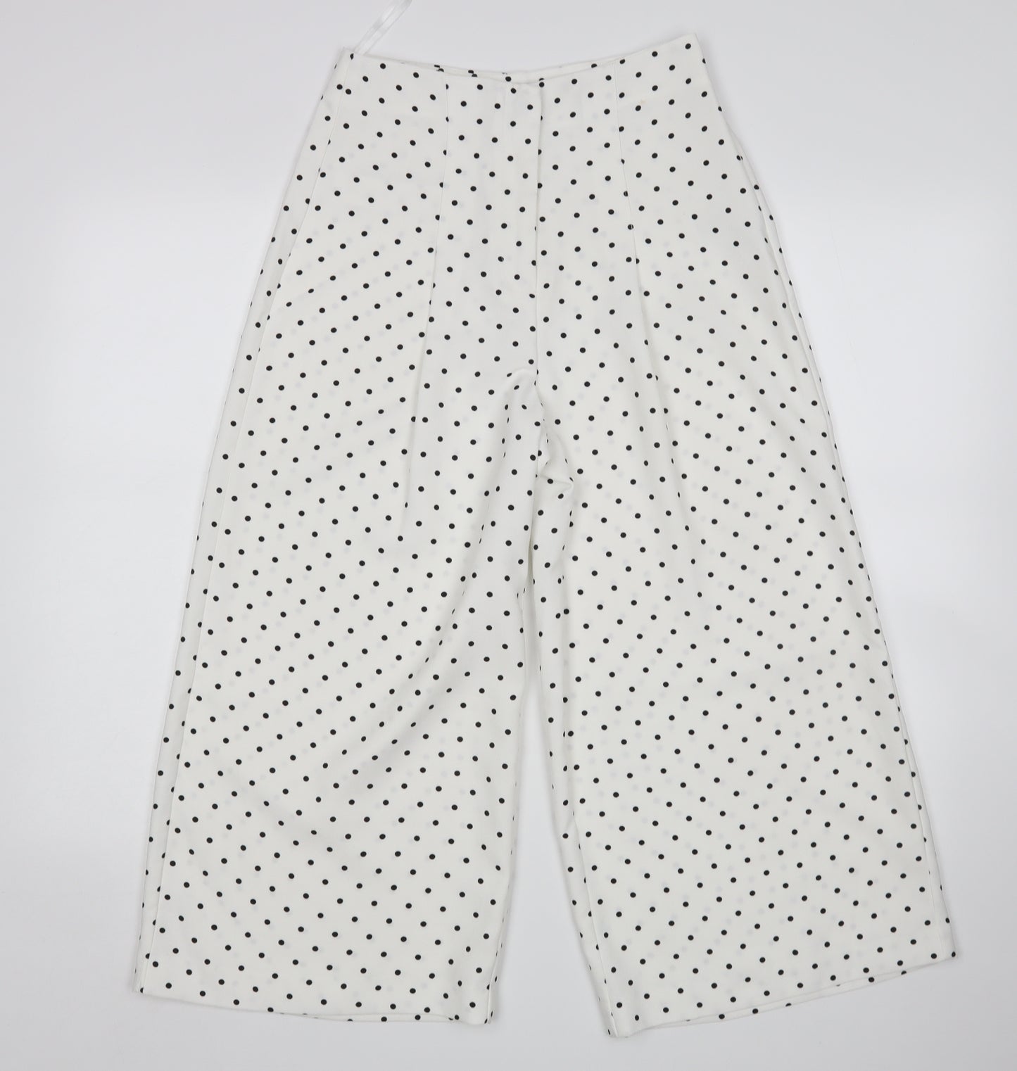 Warehouse Womens White Polka Dot  Cropped Trousers Size 6 L23 in