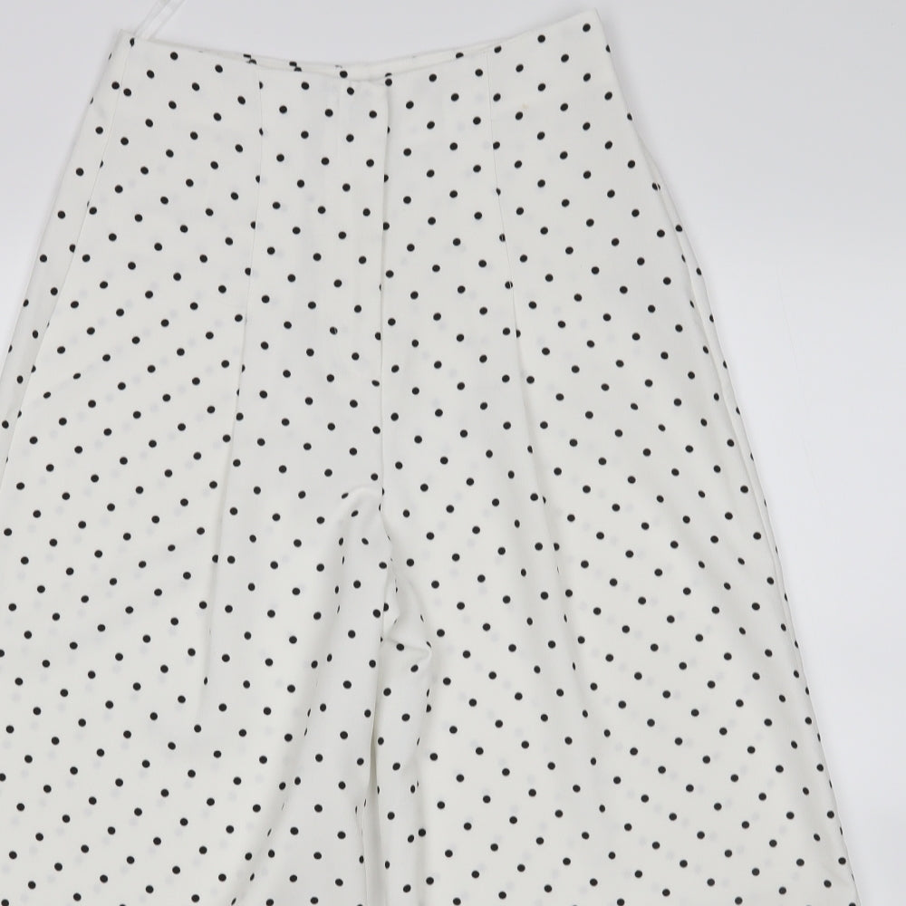 Warehouse Womens White Polka Dot  Cropped Trousers Size 6 L23 in