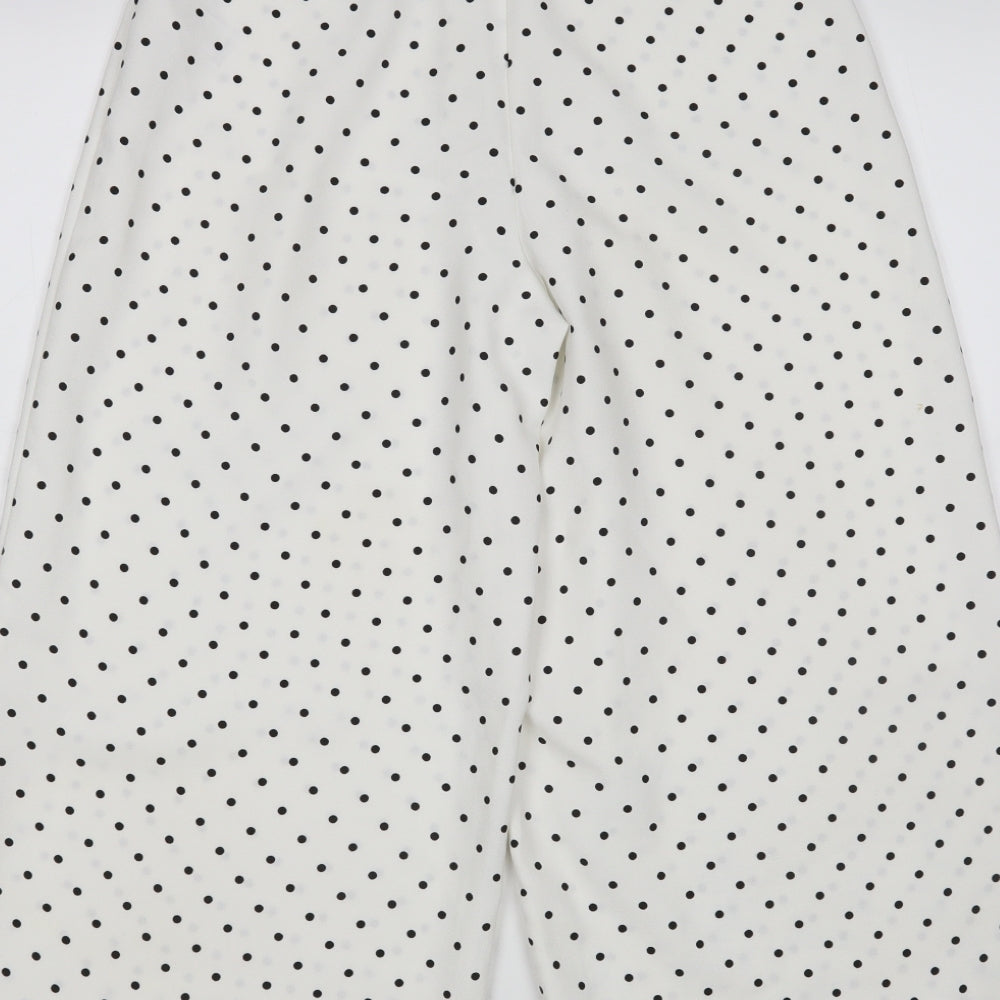 Warehouse Womens White Polka Dot  Cropped Trousers Size 6 L23 in