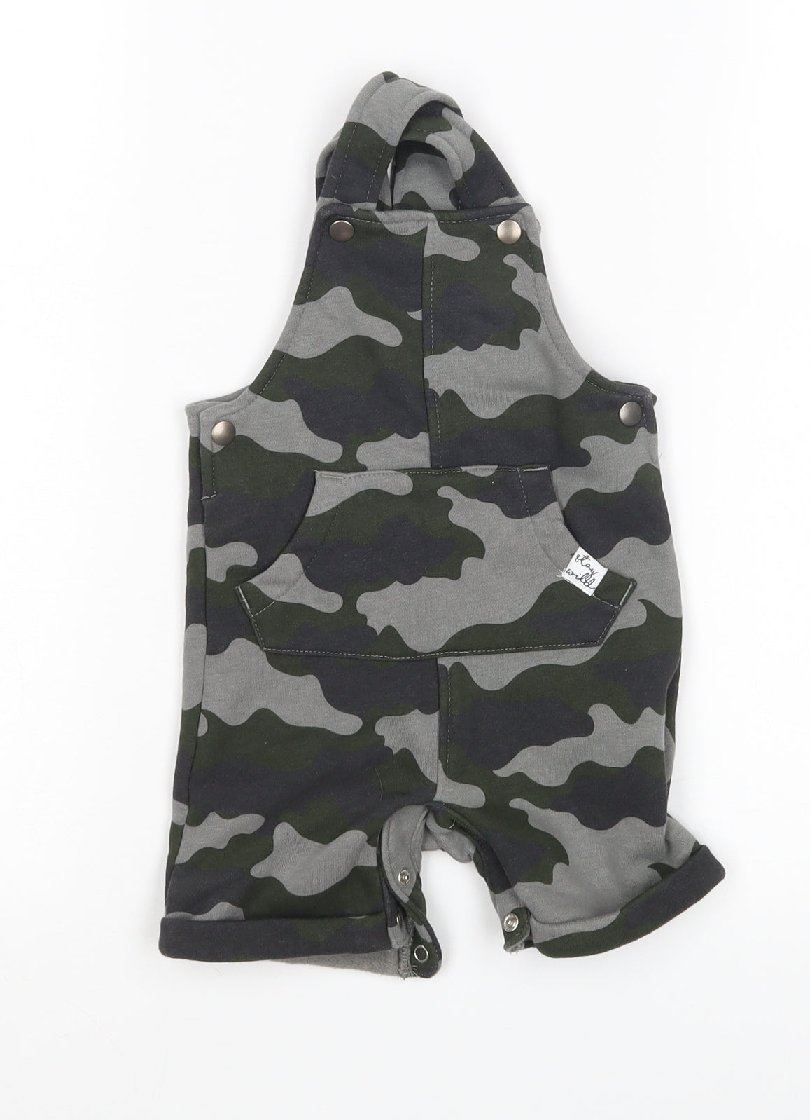 F&F Boys Green Camouflage  Dungaree One-Piece Size 6-9 Months