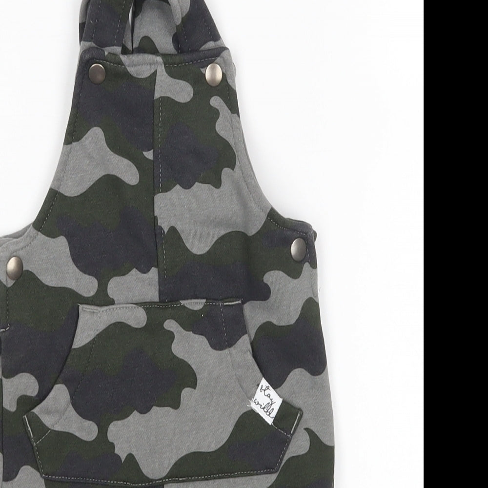 F&F Boys Green Camouflage  Dungaree One-Piece Size 6-9 Months