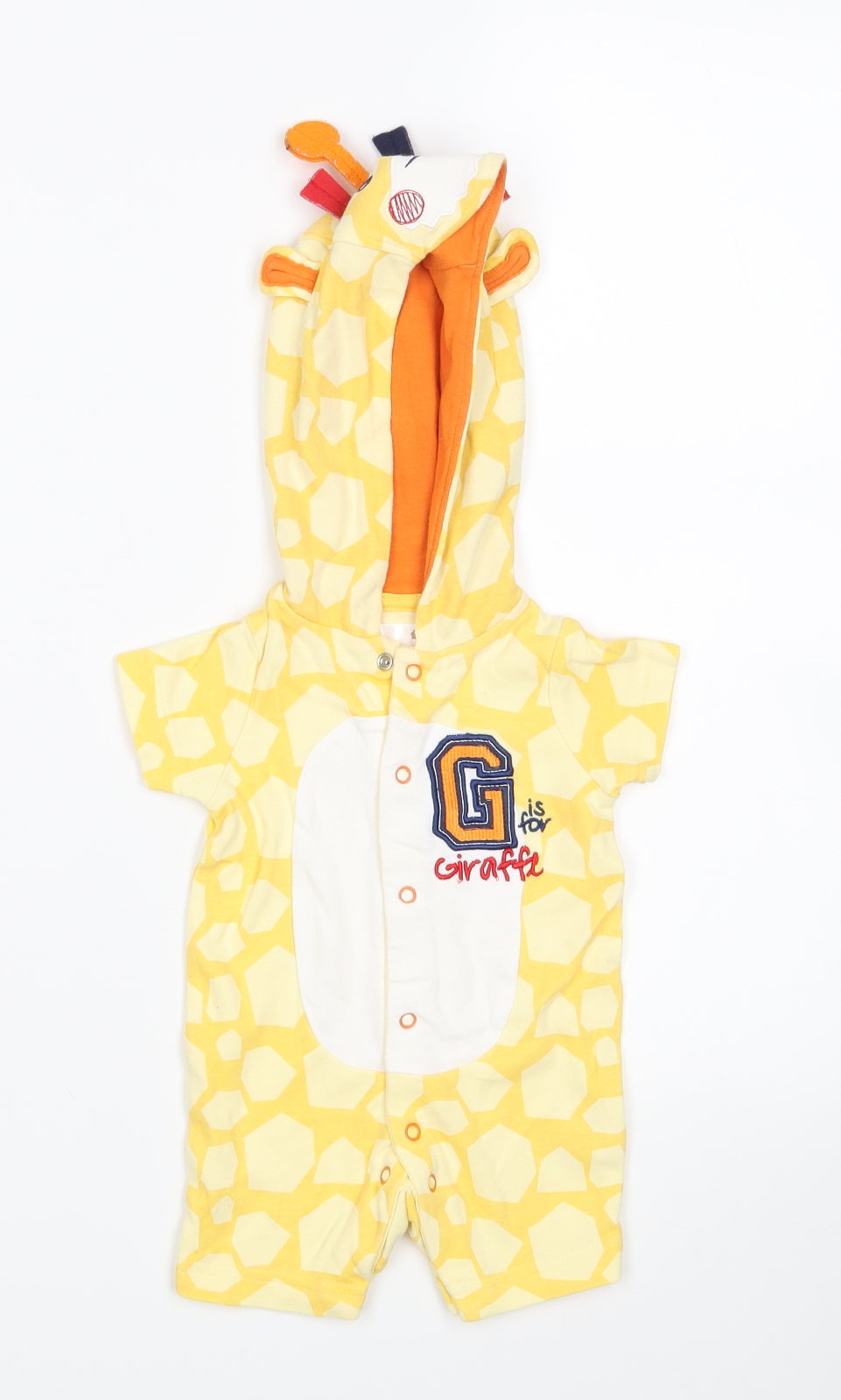 M&Co Baby Yellow Animal Print  Romper One-Piece Size 0-3 Months