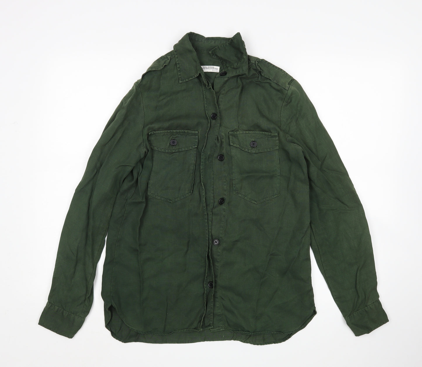 Zara Womens Green   Basic Button-Up Size S