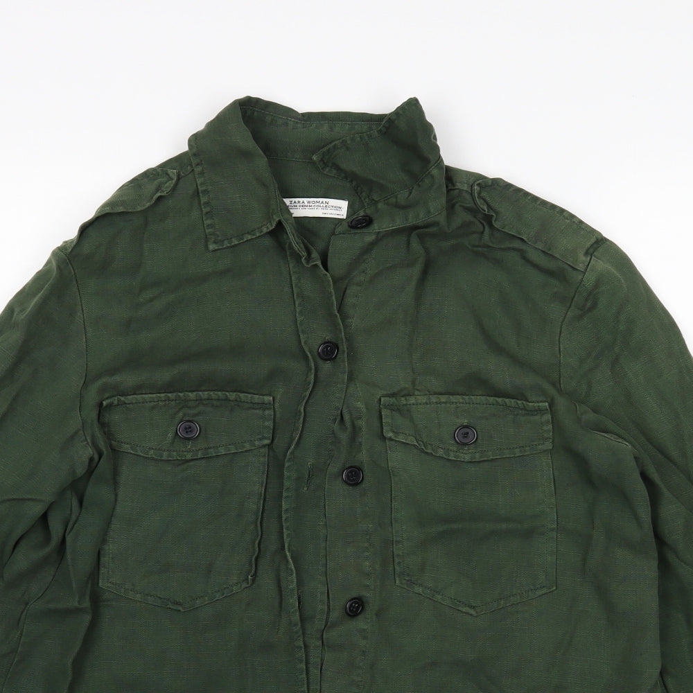 Zara Womens Green   Basic Button-Up Size S
