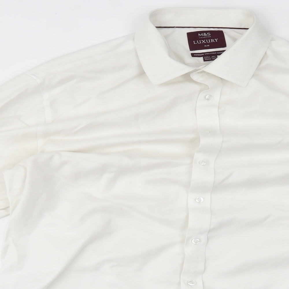 M&S Mens White    Dress Shirt Size 18.5