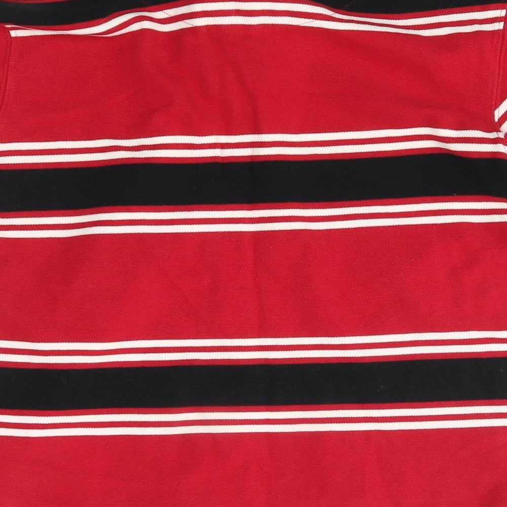 Welsh Rugby Union Boys Red Striped  Basic Polo Size 11-12 Years  -