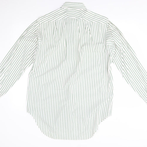 TM Lewin Mens Green Striped   Dress Shirt Size 16