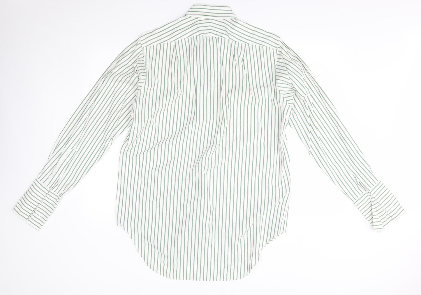 TM Lewin Mens Green Striped   Dress Shirt Size 16