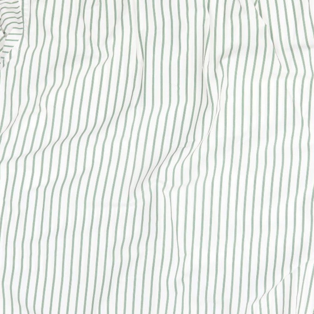 TM Lewin Mens Green Striped   Dress Shirt Size 16
