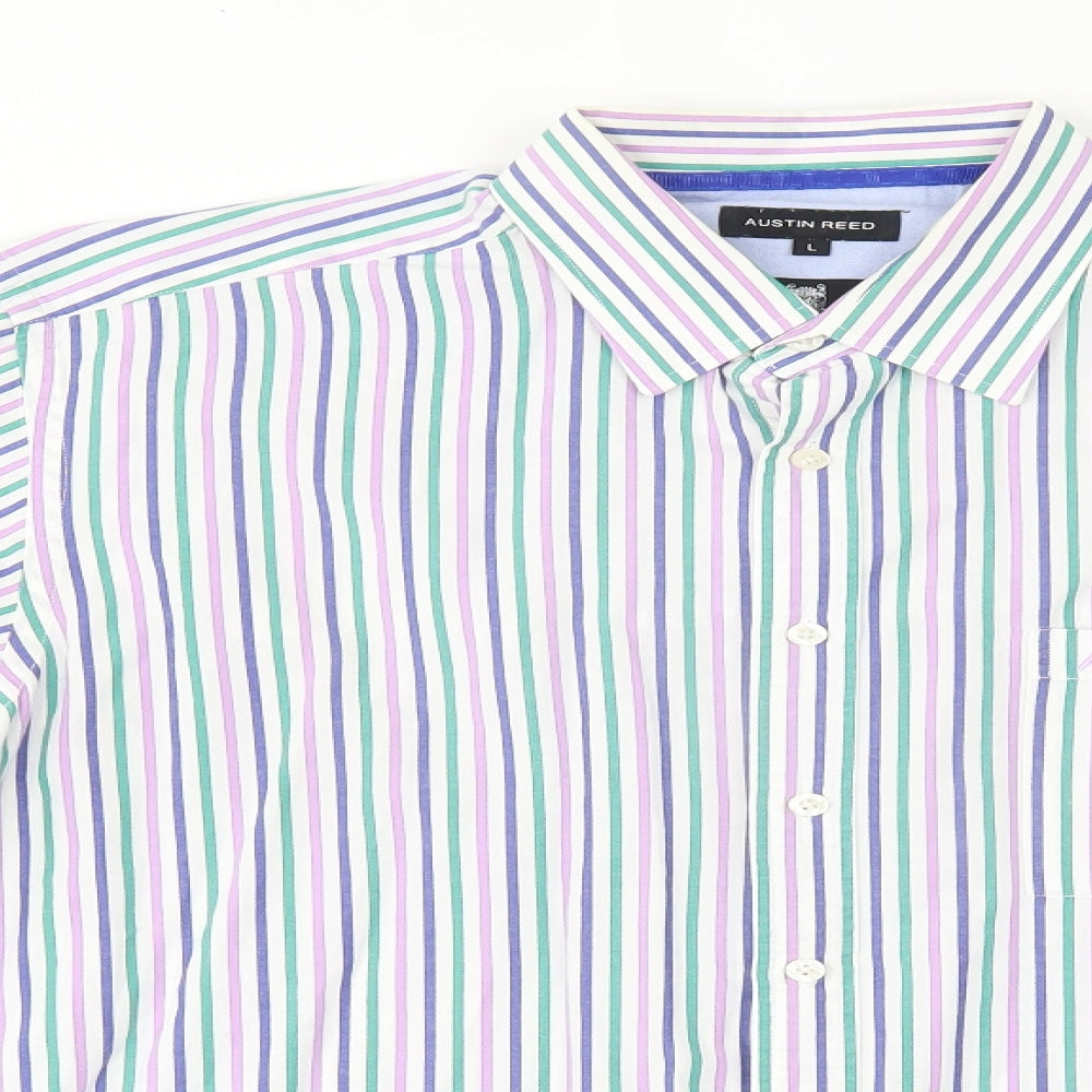 Austin Reed Mens Multicoloured Striped   Dress Shirt Size L  -