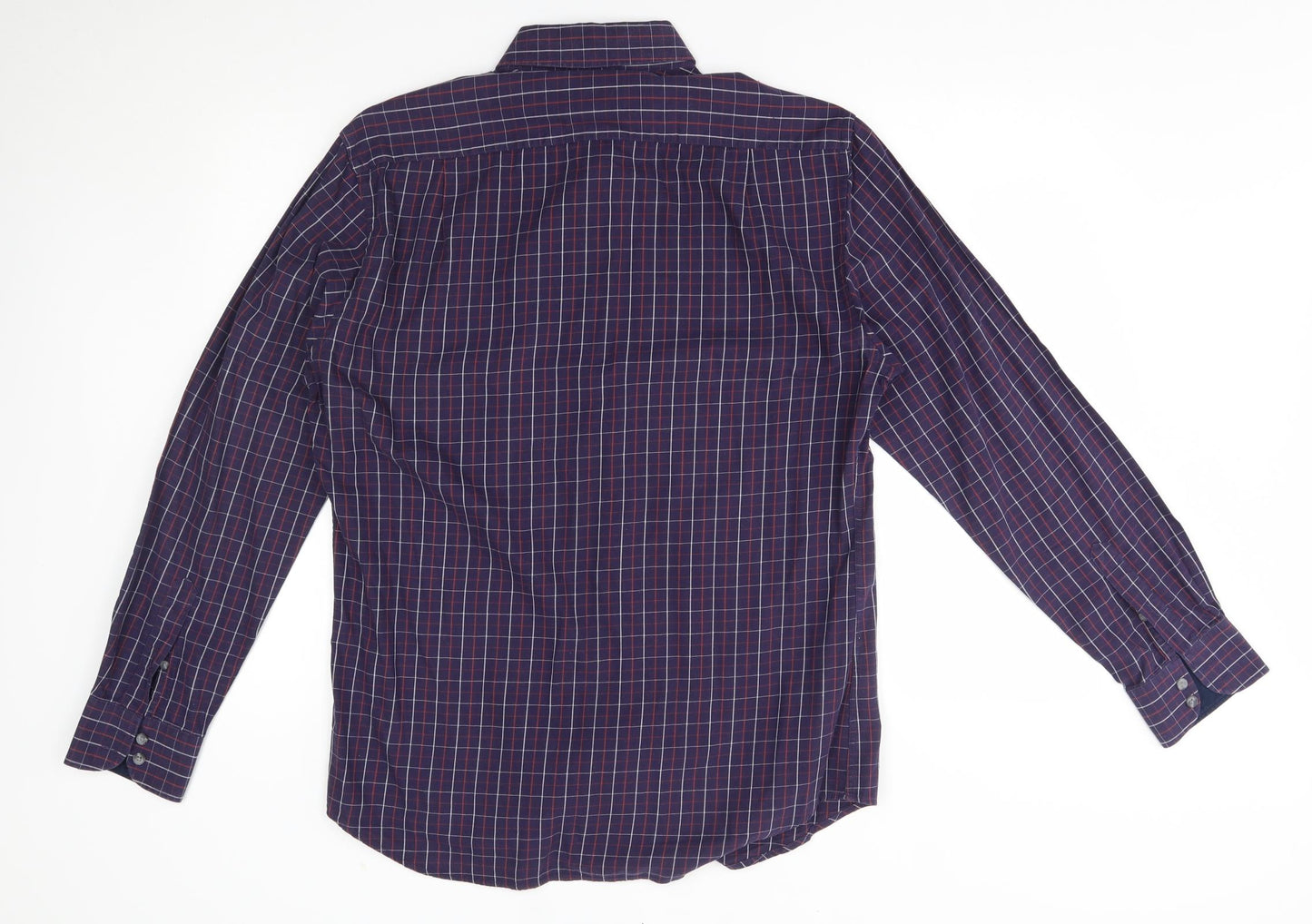 M&S Mens Purple Plaid   Dress Shirt Size 16