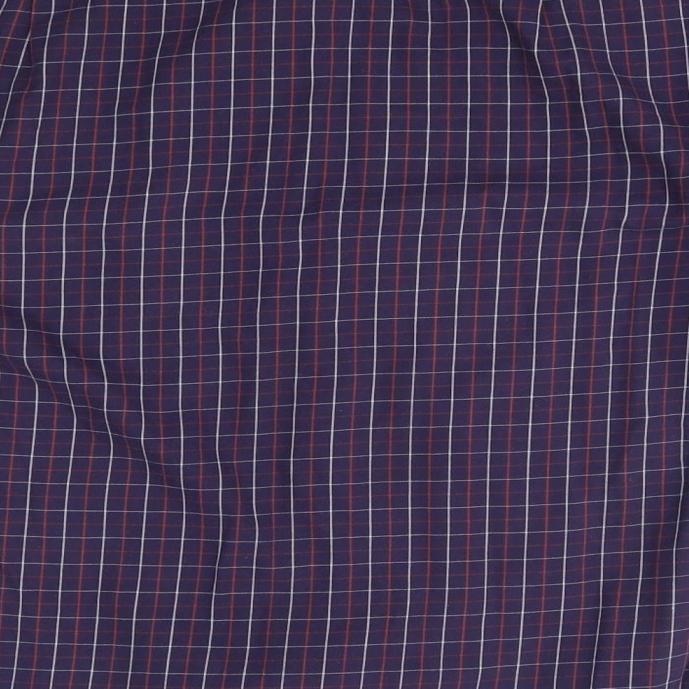 M&S Mens Purple Plaid   Dress Shirt Size 16