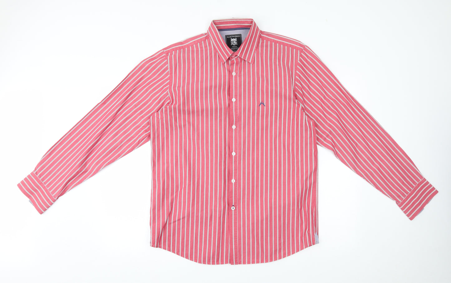Austin Reed Mens Red Striped   Dress Shirt Size L