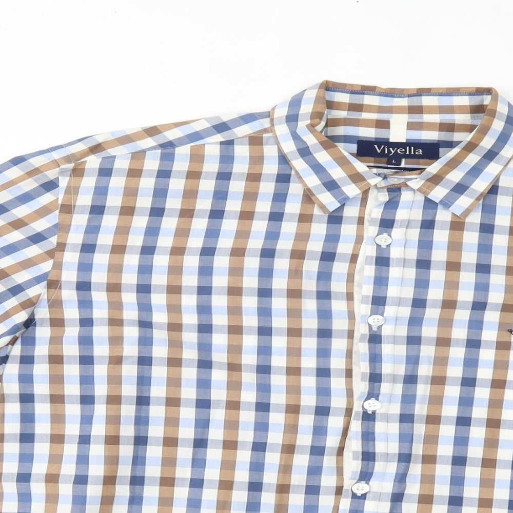 Viyella Mens Multicoloured Plaid   Dress Shirt Size L
