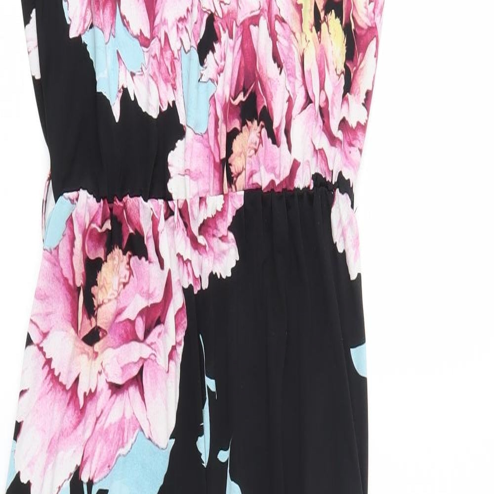 New Look Womens Black Floral  A-Line  Size 8