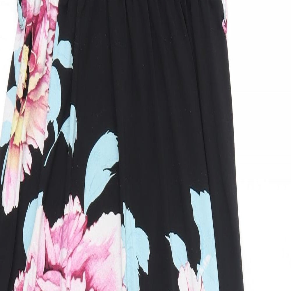 New Look Womens Black Floral  A-Line  Size 8