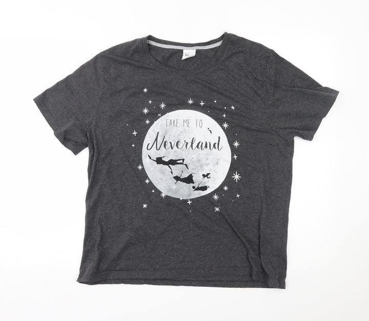 New Look Womens Grey    Pyjama Top Size L  - take me to neverland