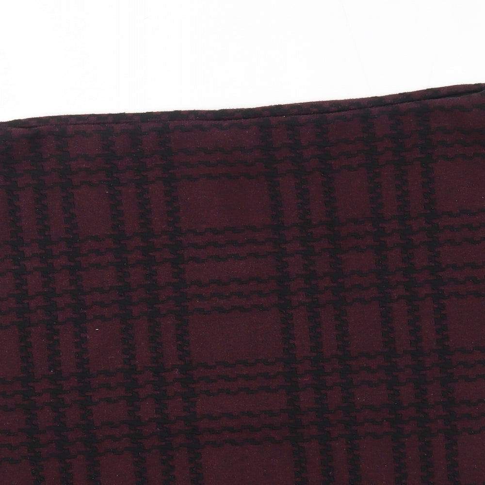 M&S Womens Red Plaid  A-Line Skirt Size 14