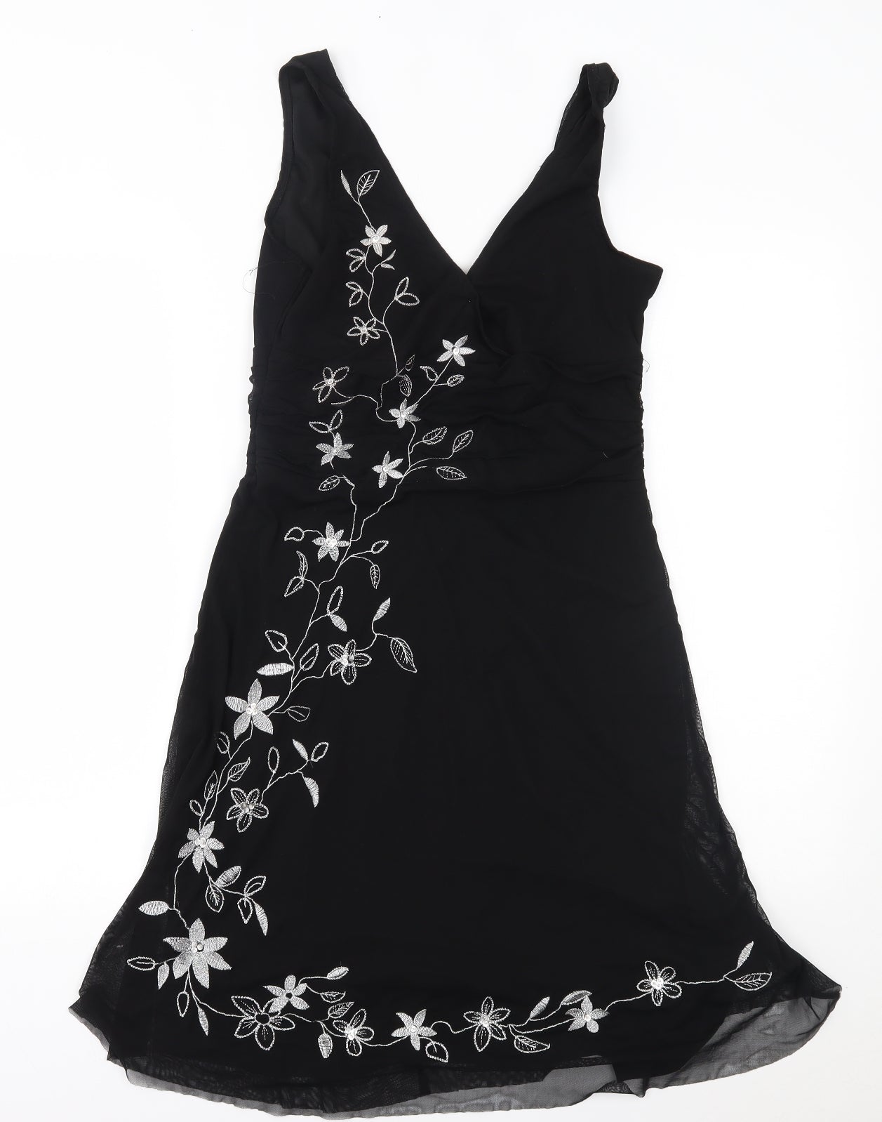 Jane Norman Womens Black Floral  A-Line  Size 14