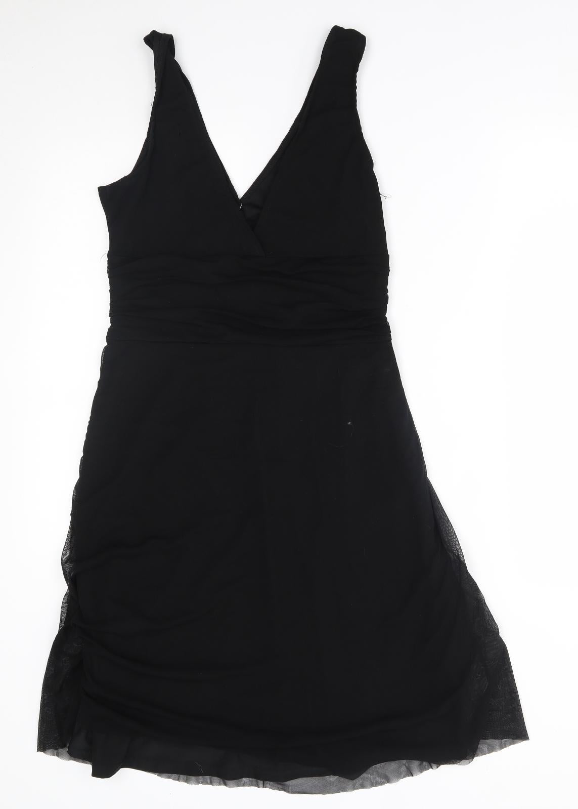 Jane Norman Womens Black Floral  A-Line  Size 14
