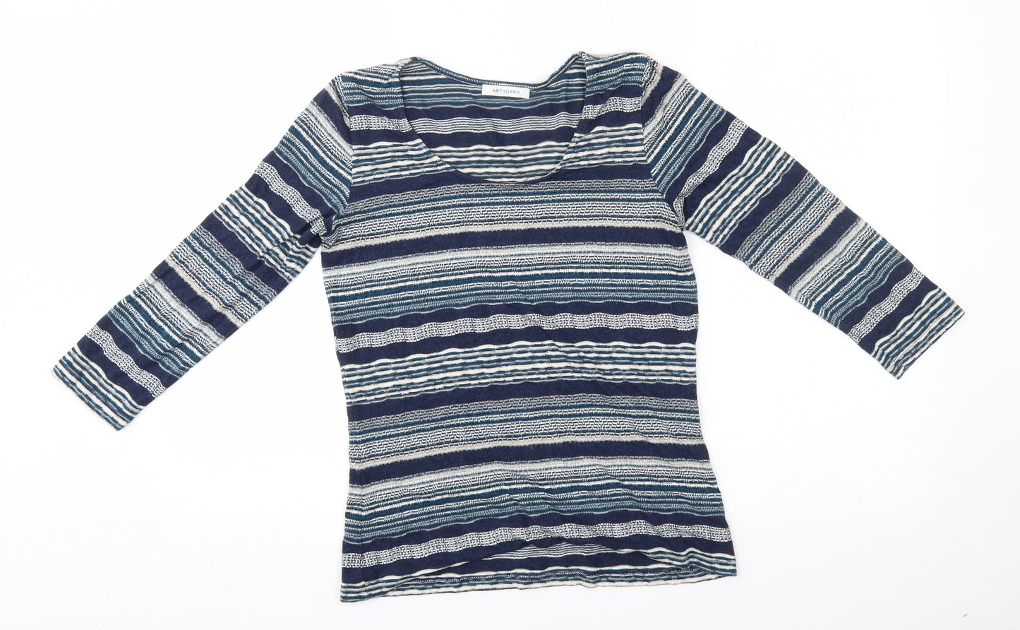 Artigiano Womens Blue Striped  Pullover Jumper Size 10