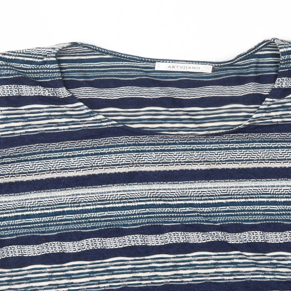 Artigiano Womens Blue Striped  Pullover Jumper Size 10