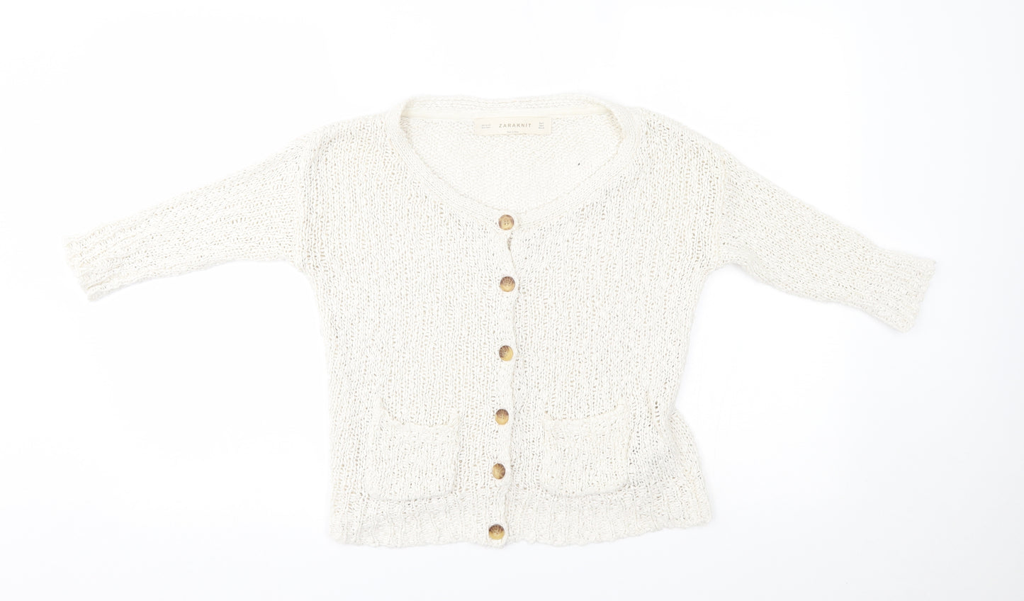 Zara Womens Ivory   Cardigan Jumper Size S