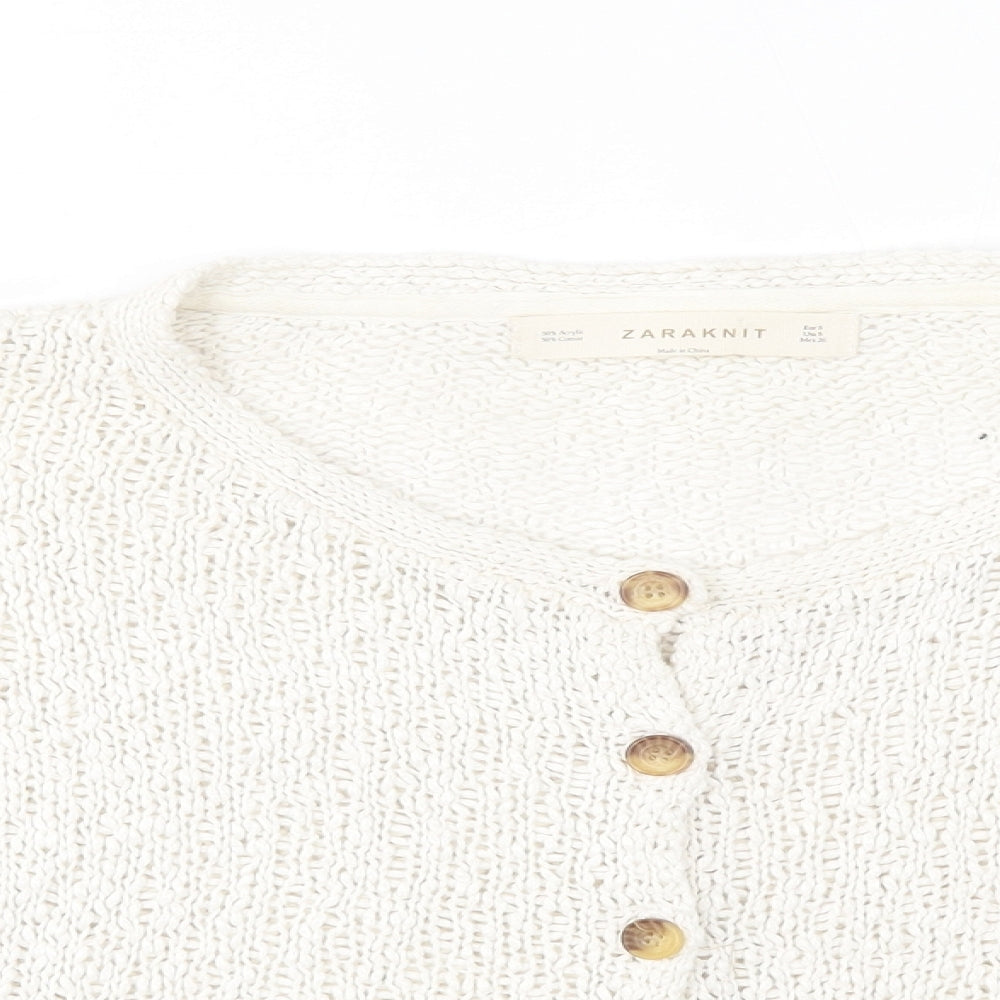 Zara Womens Ivory   Cardigan Jumper Size S