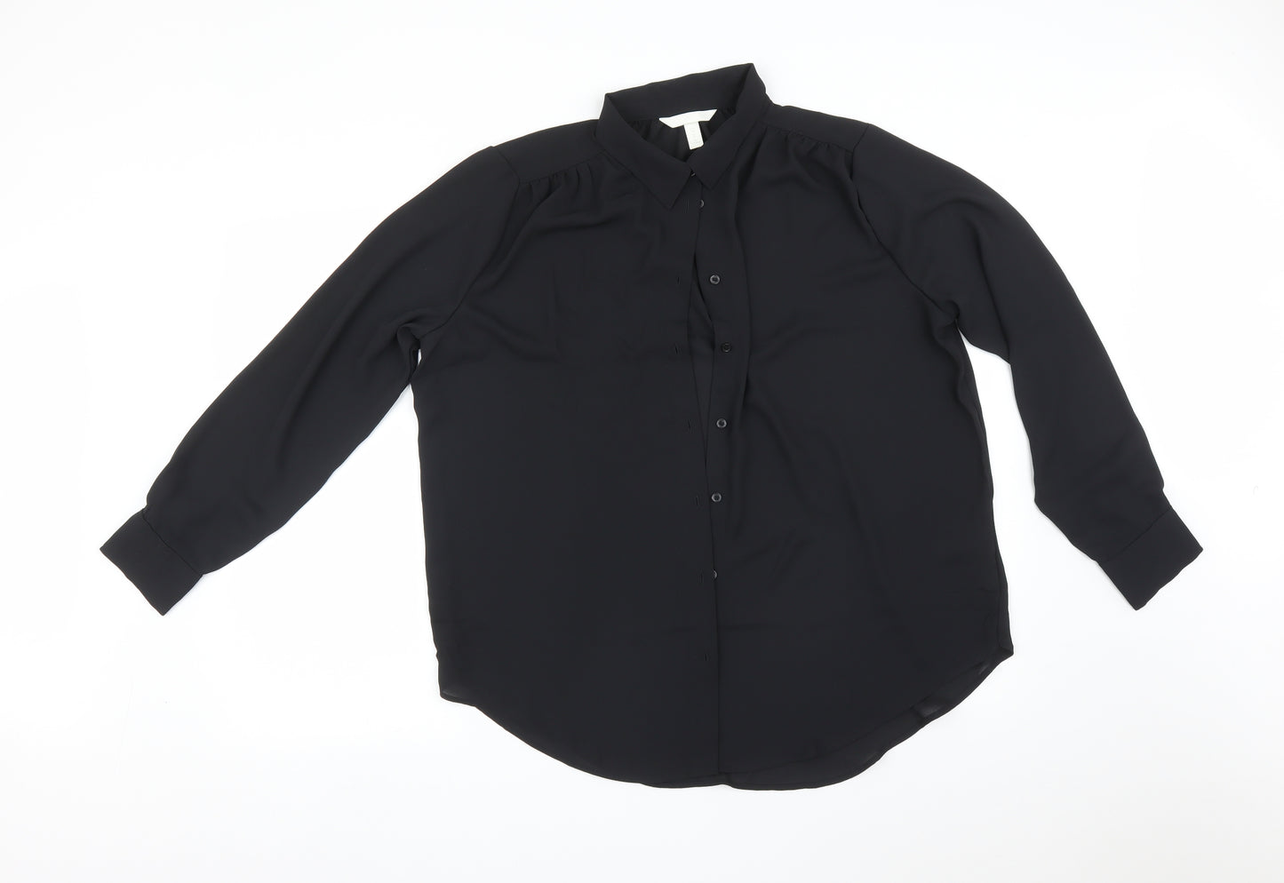 H&M Womens Black   Basic Button-Up Size M