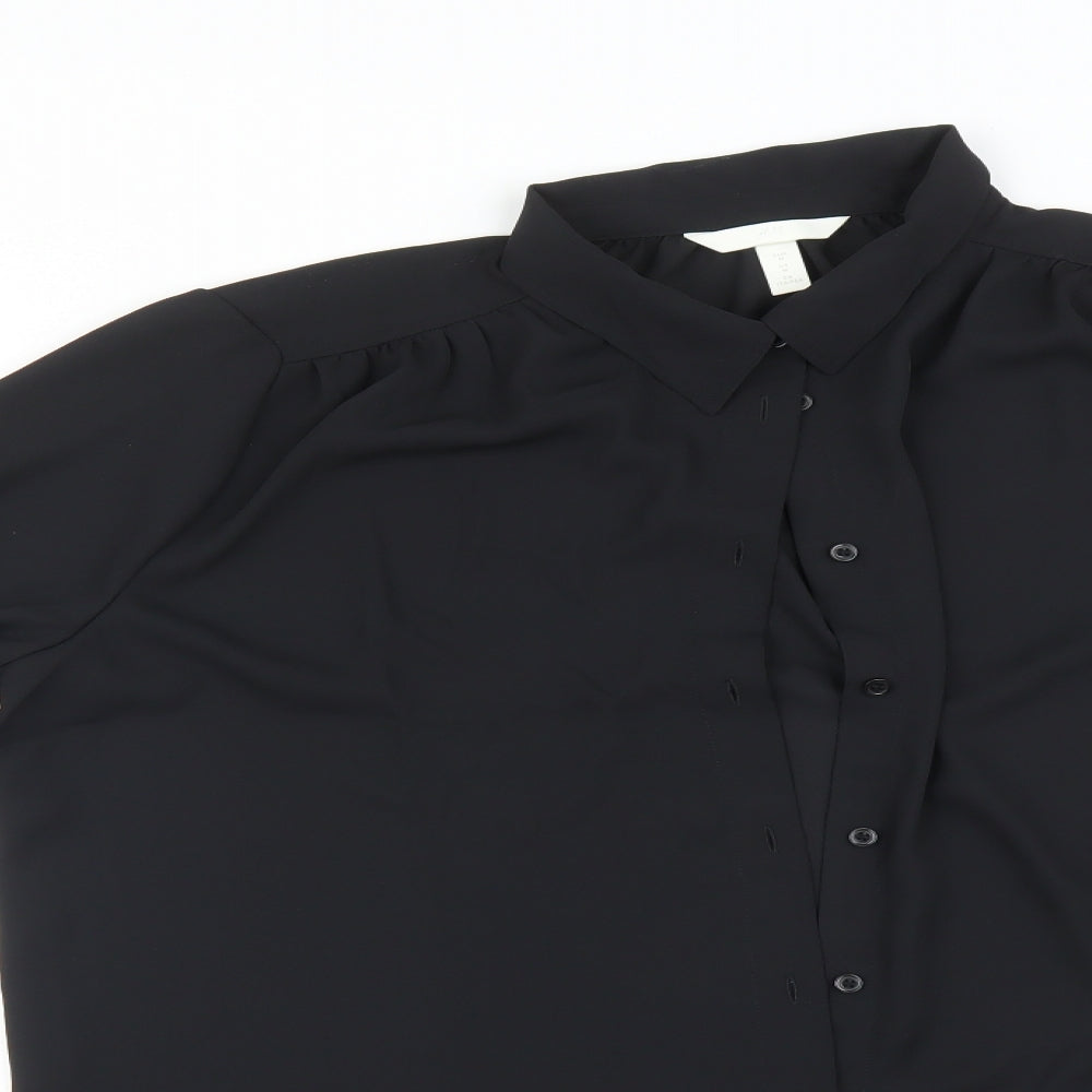 H&M Womens Black   Basic Button-Up Size M