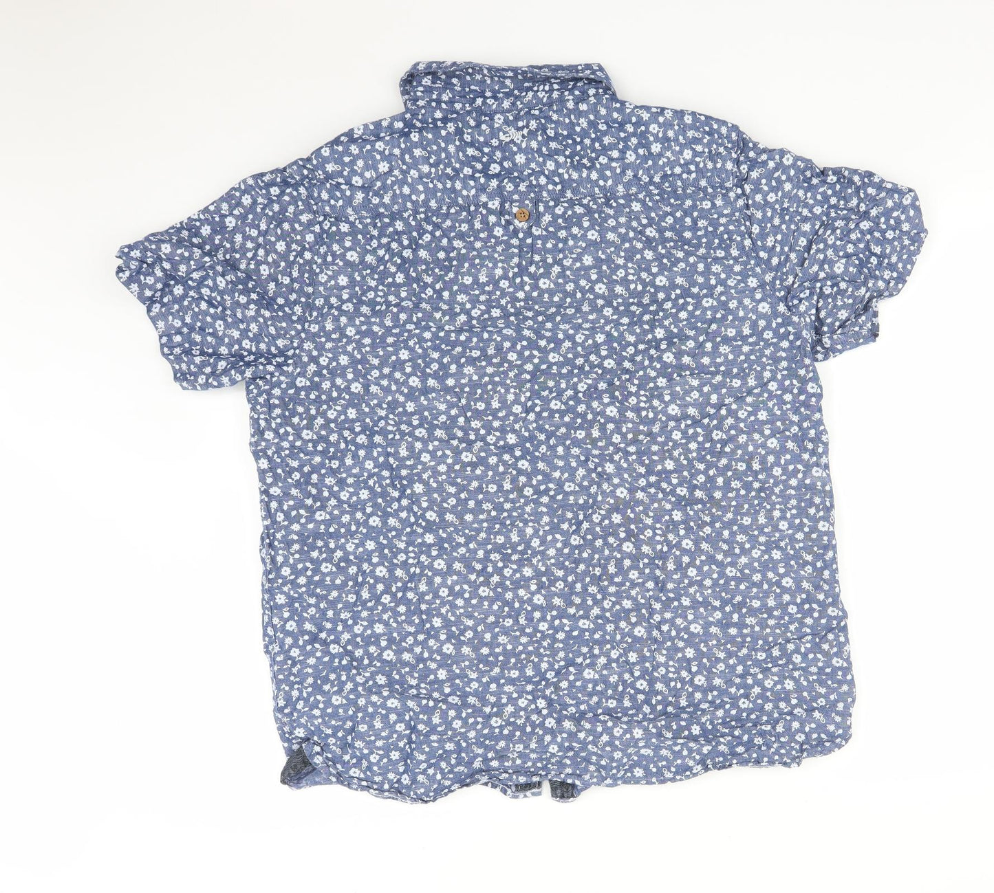 Weird Fish Mens Blue Floral   Button-Up Size XL
