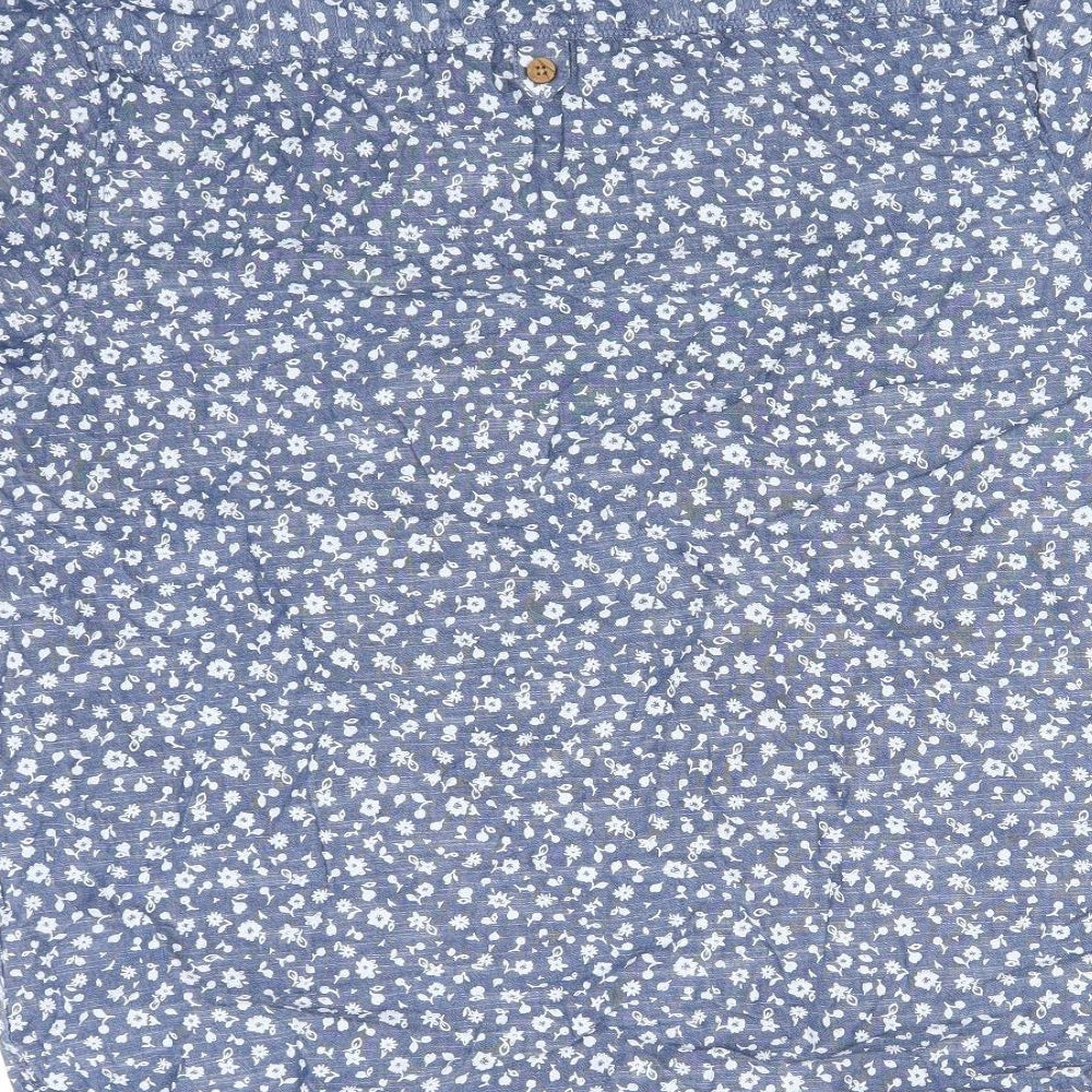 Weird Fish Mens Blue Floral   Button-Up Size XL