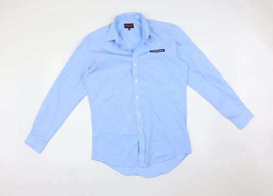 Front view of Brook Taverner men’s blue dress shirt