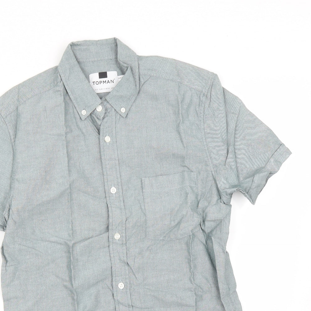 Topman Mens Green    Button-Up Size S