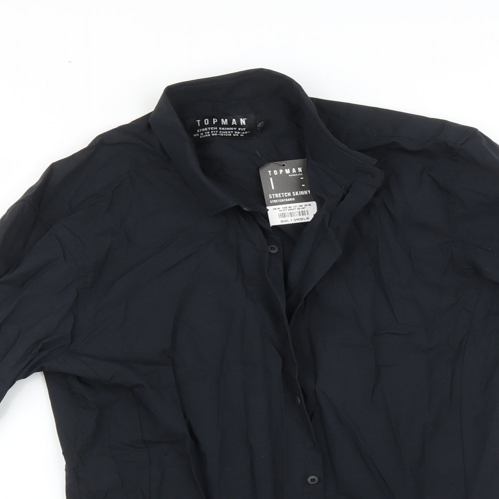 Topman Mens Black    Button-Up Size M