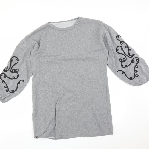 Preworn Womens Grey Geometric  Pullover Sweatshirt