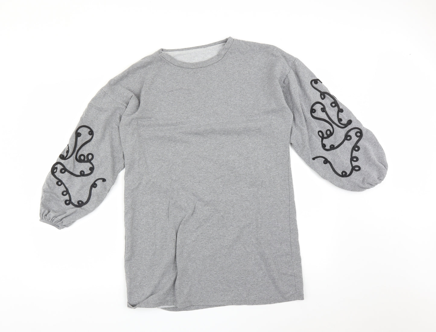 Preworn Womens Grey Geometric  Pullover Sweatshirt