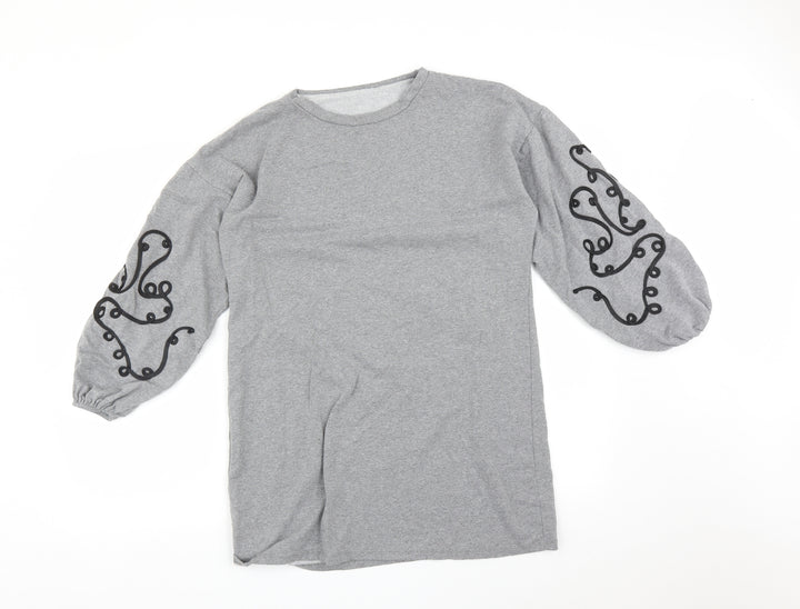 Preworn Womens Grey Geometric  Pullover Sweatshirt