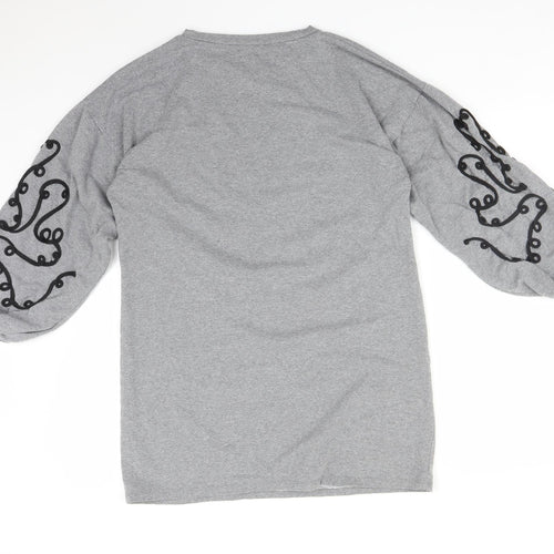 Preworn Womens Grey Geometric  Pullover Sweatshirt