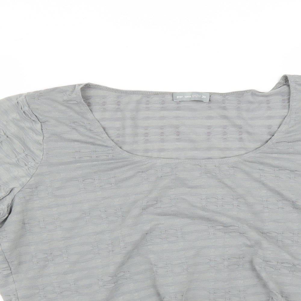 Per Una Womens Grey Geometric  Basic T-Shirt Size 20