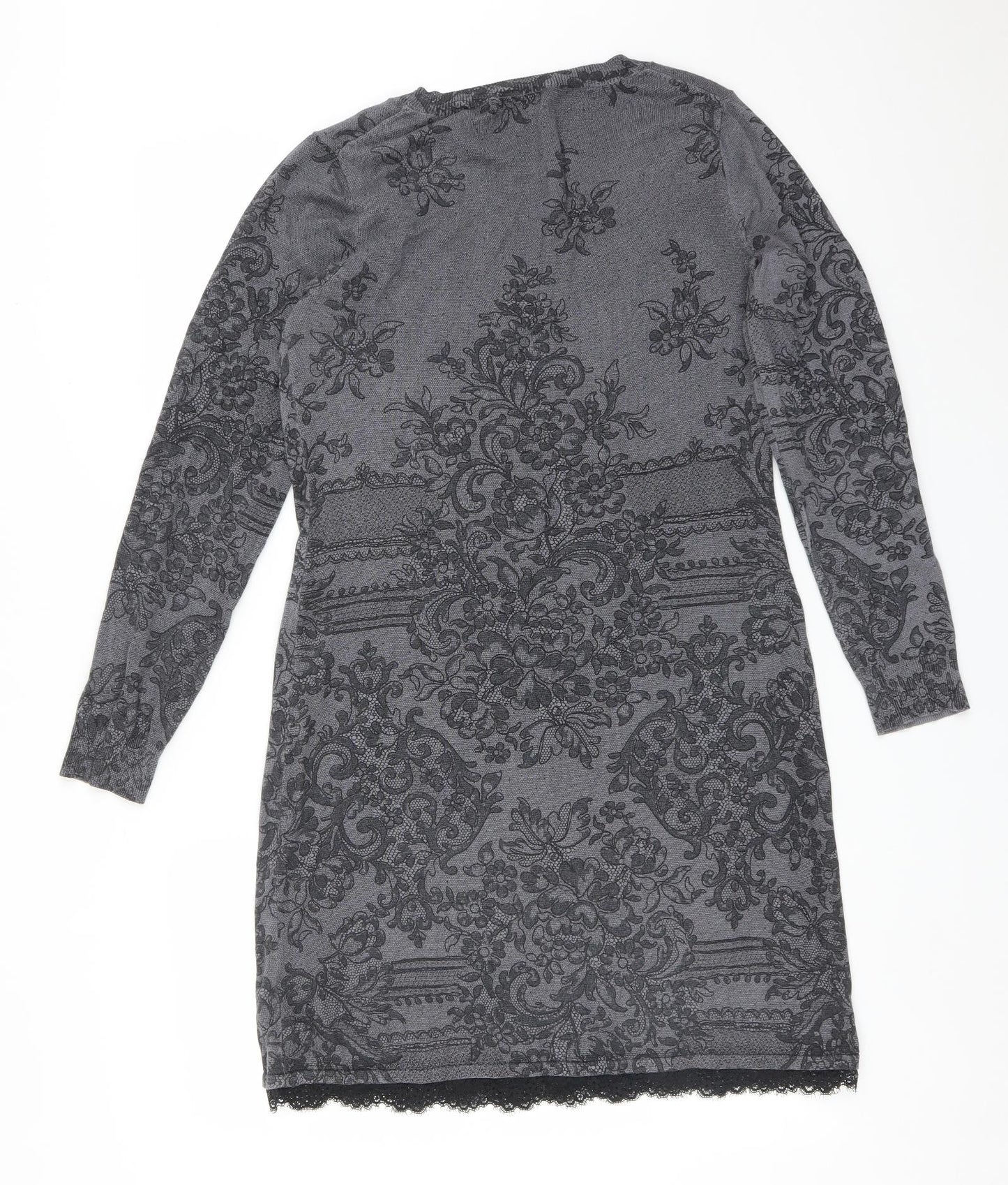 Oasis Womens Grey Floral  Bodycon  Size L