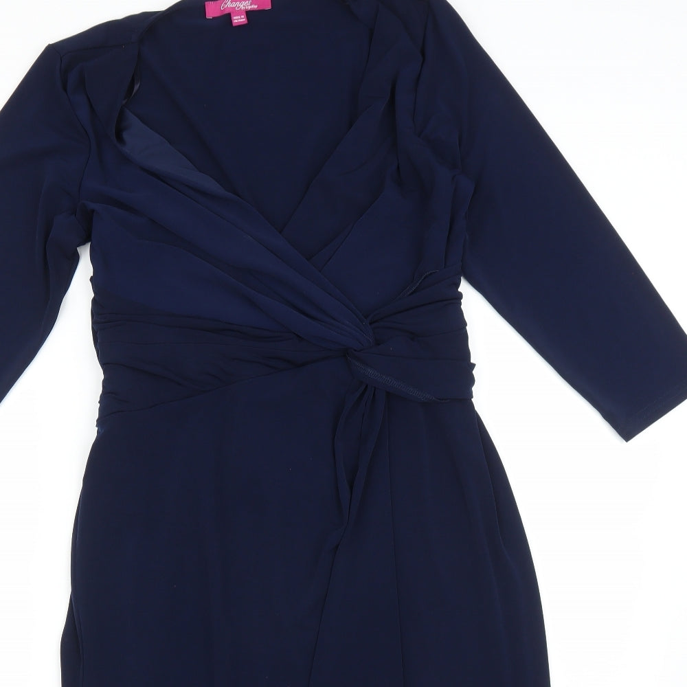 Changes By Together Womens Blue   Wrap Dress  Size 14