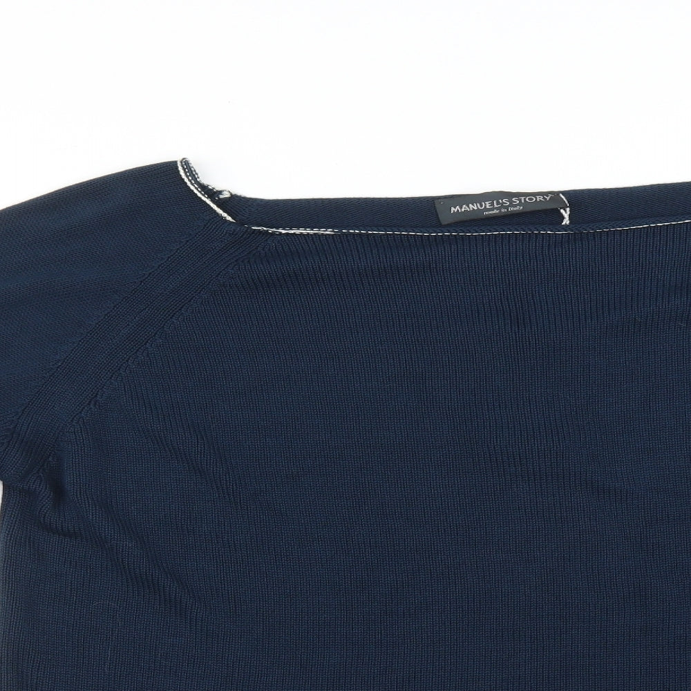 MANUEL'S STORY Womens Blue   Basic T-Shirt