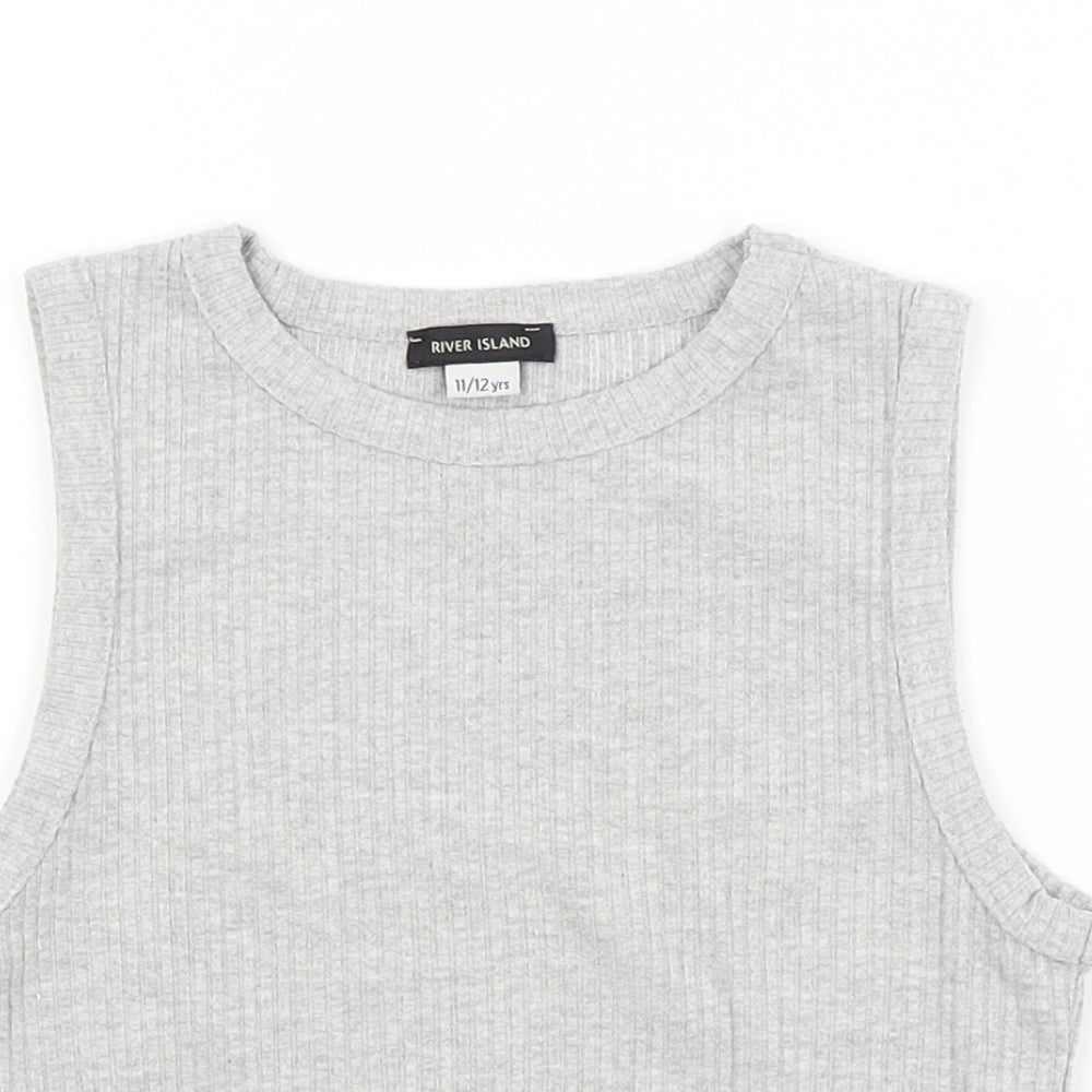 River Island Girls Grey   Basic Tank Size 11-12 Years